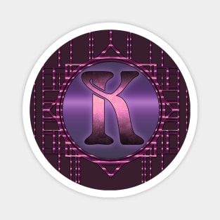 Vintage Retro Burlesque Style Purple K Monogram Magnet